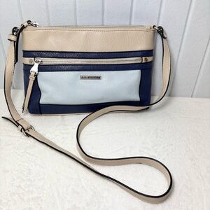Dana Buchman Navy, Tan And Beige Crossbody Handbag/Women's Casual Purse Bag